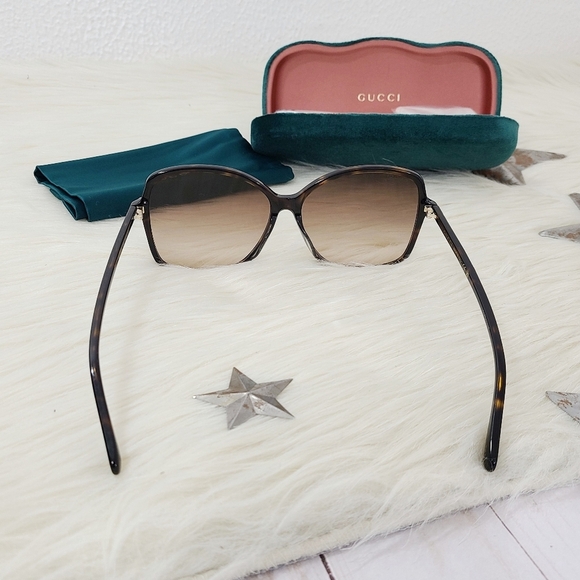 Gucci Oversized Butterfly Sunglasses Havana Tortoiseshell Brown NEW - Picture 10 of 13